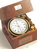 Fine mahogany two-day break-circuit marine chronometer with winding indicator. Glasshuetter Uhrenbetriebe Glasshuette/Sa. (GUB), No. 4114, circa 1970. Fine