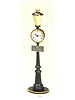Fine and unusual eight day-going keyless table clock with alarm, designed as a street lamp. Jaeger, Paris, "Rue de la Paix", made in the 1960's.