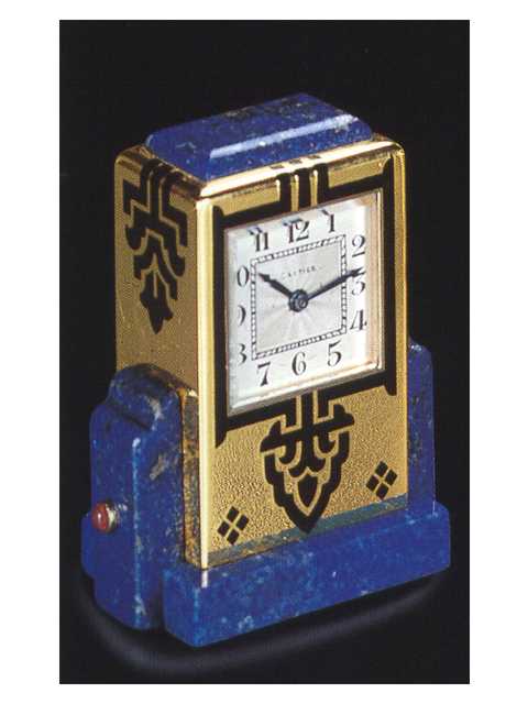 18K yellow gold, enamel and lapis lazuli, eight-day going miniature carriage clock. Cartier, London, made in 1928. — Antique Clocks Price Guide