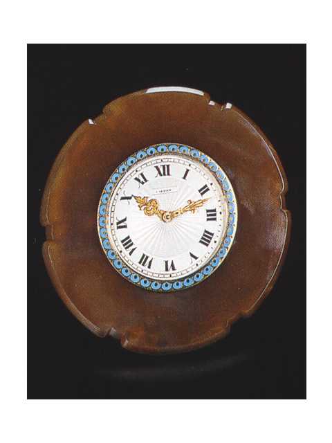 Agate, silver gilt, 18K gold and enamel Art Deco, eight-day going strut clock. Cartier, Paris, circa 1910. — Antique Clocks Price Guide