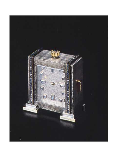 Silver eight-day going, sapphire set, keyless, quarter repeating timepiece. Guebelin, Lucerne, made in the 1940's. — Antique Clocks Price Guide