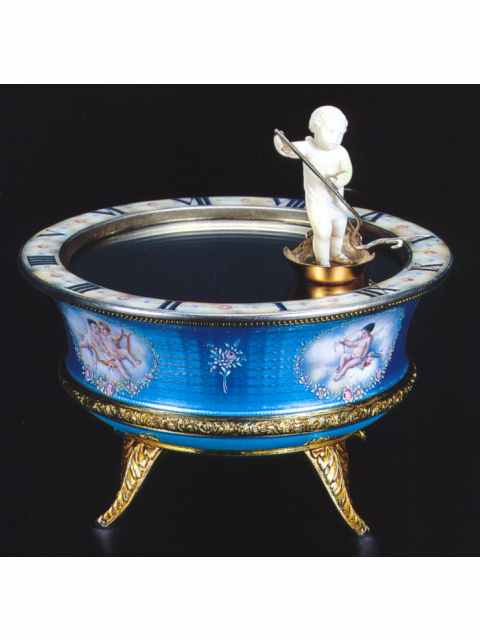Silver gilt and enamel, eight-day going table timepiece with horizontal dial. Arnold & Steinwachs, Geneve, circa 1910. — Antique Clocks Price Guide