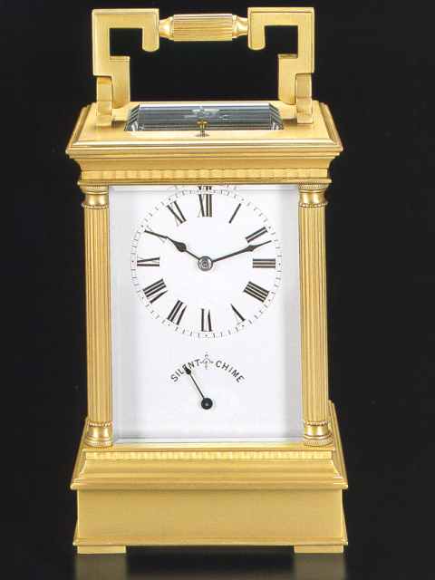 Eight-day going Petite Sommerie, quarter repeating carriage clock, carillon on four bells. French, circa 1890. — Antique Clocks Price Guide