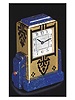 18K yellow gold, enamel and lapis lazuli, eight-day going miniature carriage clock. Cartier, London, made in 1928.