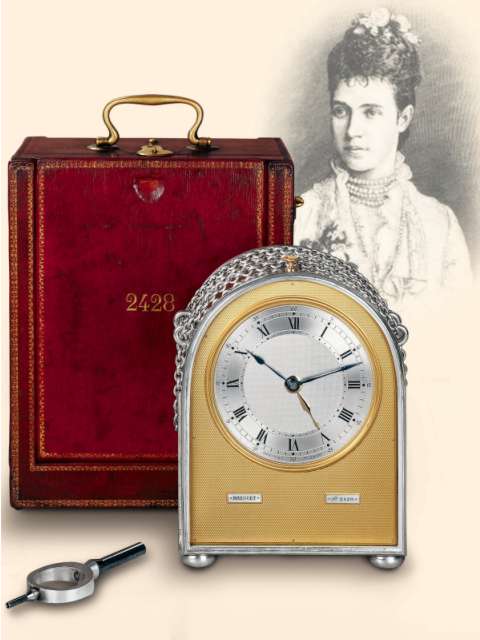 Large silver "hump-back", eight day-going grande et petite sonnerie carriage clock with alarm and quarter-repeating; Breguet, sold on November 19, 1909 — Antique Clocks Price Guide