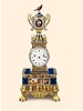 18K gold and enamel, pin-set petite sonnerie striking clock with singing bird rising and singing every hour or on demand. Ilbery, London, movement attributed to Freres Rochat, No. 271, enamel attributed to Jean-Louis Richter, Geneva, circa 1800.