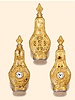 Pair of moss agate and 20K gold diamond-set scent flask fitted with clockwatches striking the hours and mirrored compartments. James Cox, London, circa 1770, made for the Chinese market.