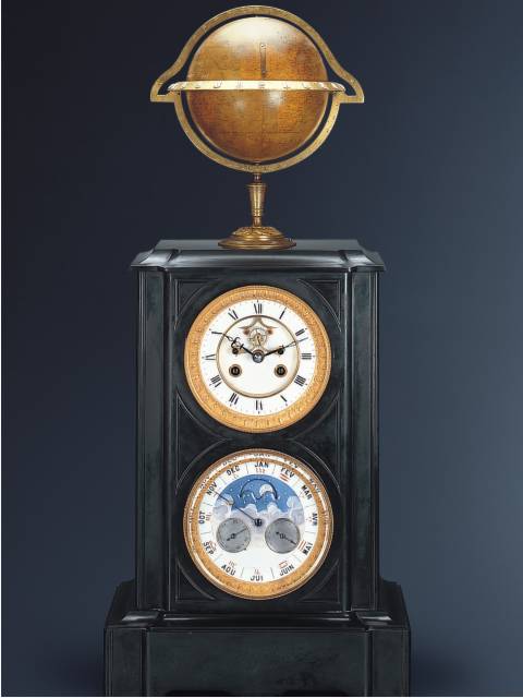 Fine marble and ormolu astronomical perpetual calendar clock, Edouard Serin, Paris, circa 1880. — Antique Clocks Price Guide