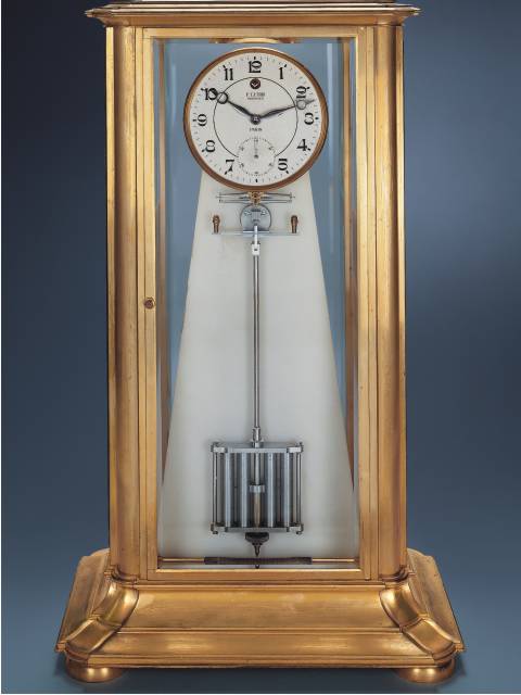 Gilt bronze 8 day-going mantle regulator with constant force escapement. F. Luthi, Horloger a Paris, circa 1920. — Antique Clocks Price Guide