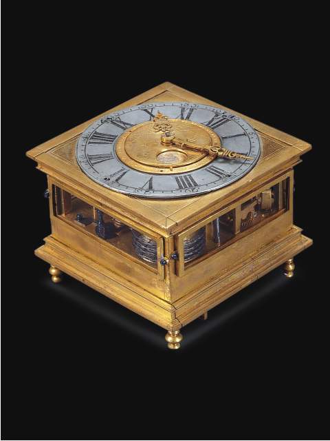 Rare, gilt metal astronomical horizontal table clock; Germany, circa 1700. — Antique Clocks Price Guide