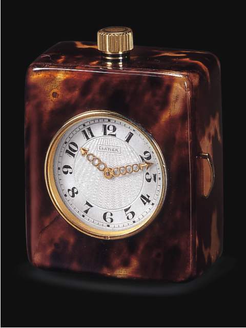 Fine tortoiseshell covered, keyless, eight day-going, quarter-repeating desk clock. Cartier, circa 1930. — Antique Clocks Price Guide