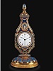 Magnificent and extremely rare, 18K gold and enamel, pearl-set musical center-seconds scent flask fitted with a watch, with carillon and exceptional automaton scene. Attributable to John Rich and Decombaz, circa 1805, made for the Chinese market.