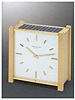 Solar-powered electric table clock in original fitted box. Patek Philippe & Cie. made in the 1970's.