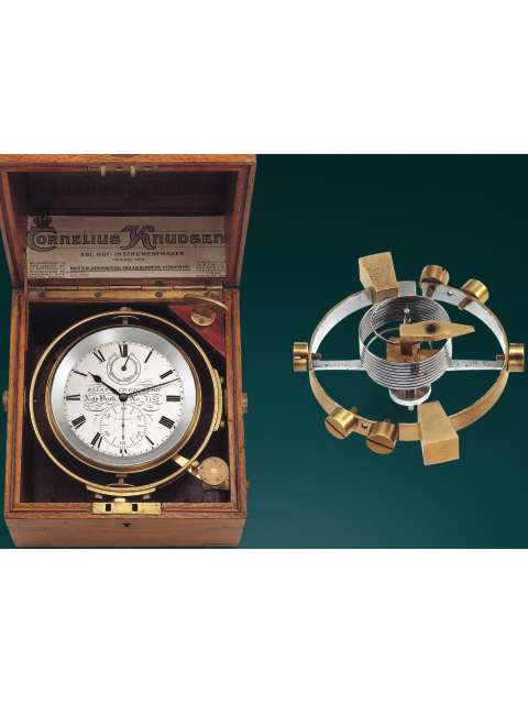 Two-day marine box chronometer with special patented balance and 56-hour winding indicator. Bliss & Creighton, New York, circa 1845. — Antique Clocks Price Guide