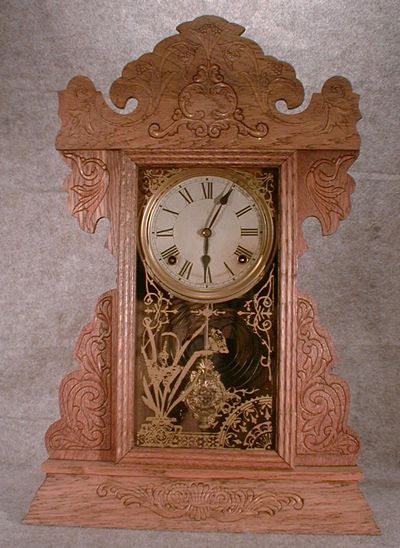 SESSIONS PRESSED OAK SHELF CLOCK.CIRCA 1900-1920. — Antique Clocks Price Guide