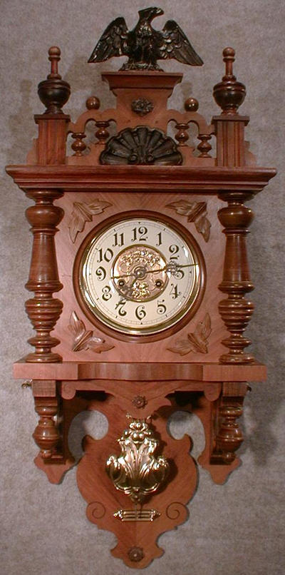 GERMAN BERLINER BY THE MAUTHE CLOCK CO., TRADEMARK FMS. WALNUT AND LINDENWOOD CASE. CIRCA 1895-1910. — Antique Clocks Price Guide