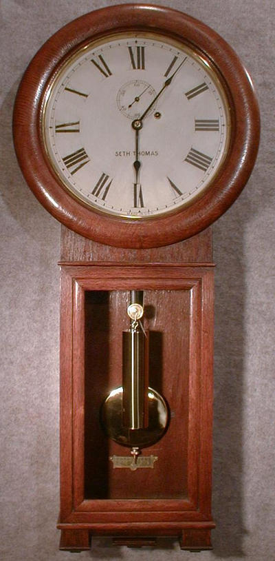 SETH THOMAS 8 DAY OAK No.2 REGULATOR IN A DARK OAK CASE. CIRCA 1890-1900. — Antique Clocks Price Guide