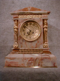 THIS IS A LARGE FRENCH MANTEL CLOCK IN A BELGIAN ONYX CASE CIRCA 1895. — Antique Clocks Price Guide