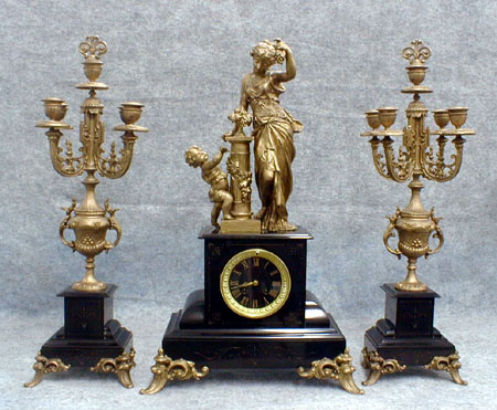 Large French Clock And Candelabra Set. Circa 1900. — Antique Clocks Price Guide