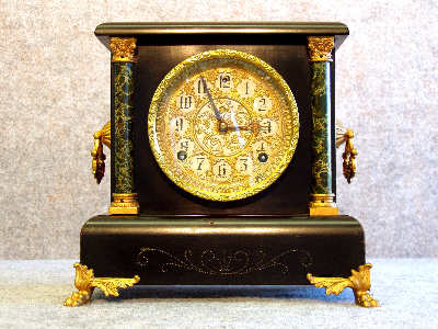 Sessions Black Enameled Wood Mantel Clock, "Duke". Circa 1905-1920. — Antique Clocks Price Guide