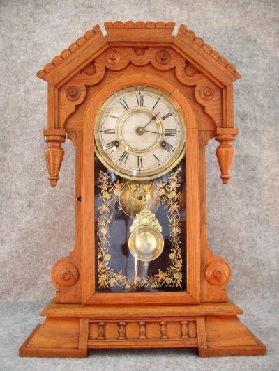 New Haven "Osage" Oak Shelf Clock. Circa 1885. — Antique Clocks Price Guide