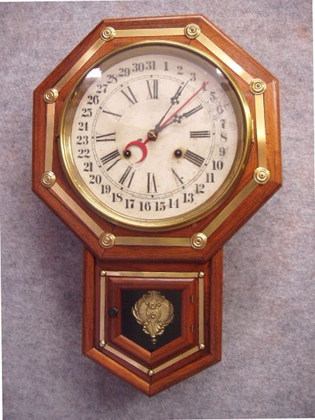 Waterbury 10" "Yeddo" Drop Octagon Wall Clock. Circa 1890-1900. — Antique Clocks Price Guide