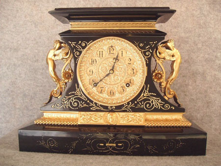 This Is An Ansonia Cast Iron Mantel Clock "Rosalind". Circa 1900-1910. — Antique Clocks Price Guide