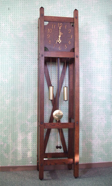 Mission Oak Floor Clock By The New Haven Clock Co., In New Haven Ct. Circa 1911-1914. — Antique Clocks Price Guide