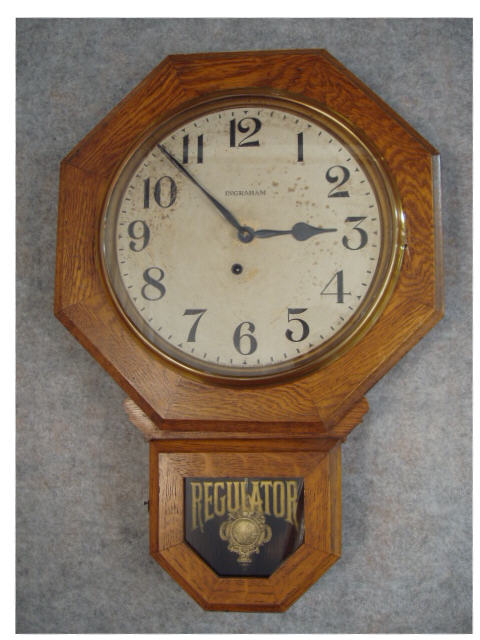 This Is An Ingraham Time Only School Clock In An Oak Case. Circa 1920-1930. — Antique Clocks Price Guide