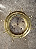 Brass Ship's Clock With A Ship's Spoked Wheel Screw On Bezel, "The Mayflower" By Seth Thomas.