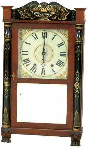 Hopkins & Alfred, Harwinton, Conn., Transitional Column and Splat Shelf Clock — Antique Clocks Price Guide