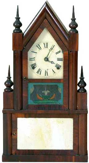 Steeple on Steeple Shelf Clock, possibly Elisha Manross, — Antique Clocks Price Guide