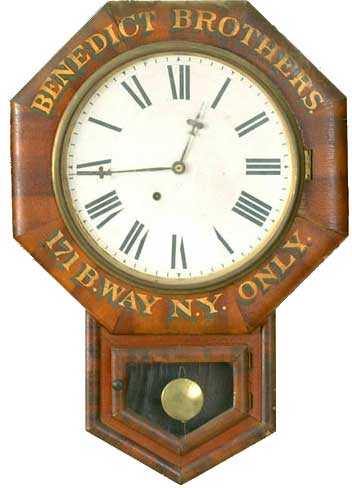 Ansonia Walnut Veneer School House Advertising Clock — Antique Clocks Price Guide