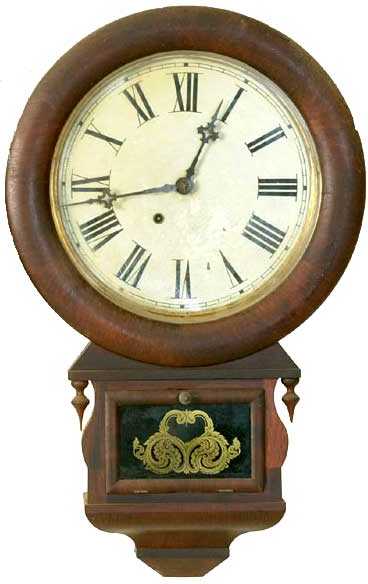 Ansonia Brass & Copper Co. Round Head Drop Trunk Schoolhouse Clock — Antique Clocks Price Guide