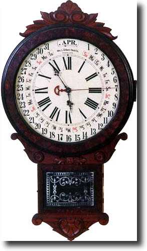 GILBERT MARANVILLE OFFICE DROP CALENDAR CLOCK (Winston, CT c. 1870) — Antique Clocks Price Guide