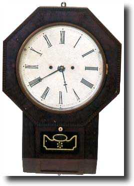 ATKINS CLOCK CO. OCTAGONAL WALL CLOCK (Bristol, CT c. 1865) — Antique Clocks Price Guide