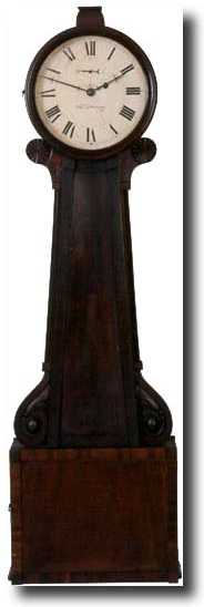 VERY RARE J. DUNNING WOODEN FRONT BANJO CLOCK (c. 1820) — Antique Clocks Price Guide