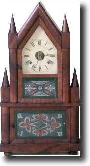 BIRGE AND FULLER STEEPLE ON STEEPLE SHELF CLOCK (Bristol, CT c. 1840) — Antique Clocks Price Guide