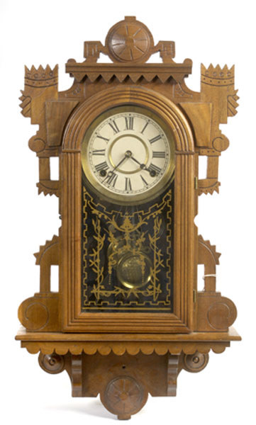 Scarce Terry Walnut Victorian Wall Clock, — Antique Clocks Price Guide