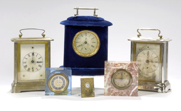 Six Carriage & Other Desk Clocks, — Antique Clocks Price Guide
