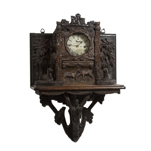 American Clock Hutch with Folksy Carving, — Antique Clocks Price Guide