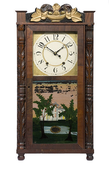 Eli Terry Jr. Co. Wooden Works Carved Half Column Clock, — Antique Clocks Price Guide