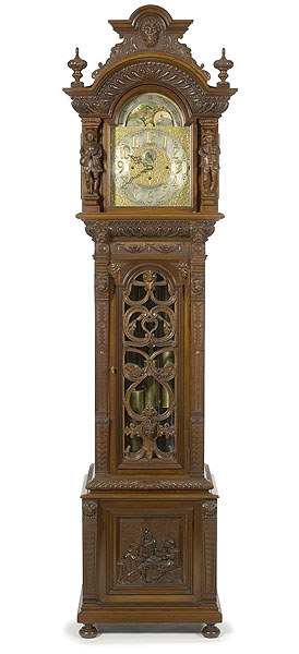 Tobey Flemish Hall Clock with Tiffany & Co. Dial with silvered brass dial marked Tiffany & Co., — Antique Clocks Price Guide