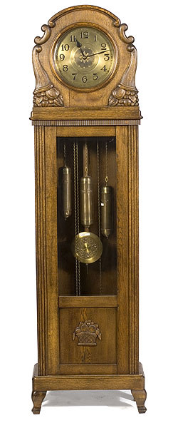 German Tall Clock in Carved Oak Case, — Antique Clocks Price Guide