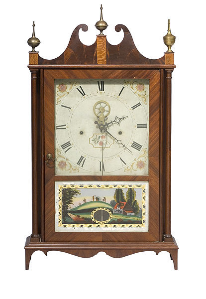 Scarce Open Escapement Pillar & Scroll Clock, — Antique Clocks Price Guide