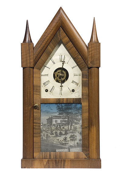 Scarce Terry & Andrews Steeple Clock with Alarm & Brass Springs, — Antique Clocks Price Guide