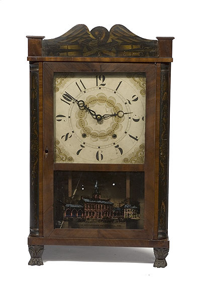 Eli Terry Junior Wooden Works Quarter Column Shelf Clock, — Antique Clocks Price Guide