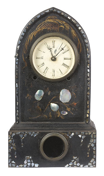 Fine Gothic/Beehive Terry & Andrews Mother of Pearl Decorated Iron Case Shelf Clock, — Antique Clocks Price Guide