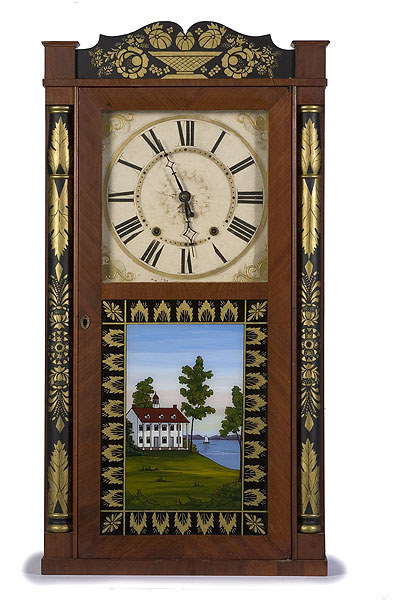 Wright & Co. Stenciled Wooden Works Half Column Clock, — Antique Clocks Price Guide