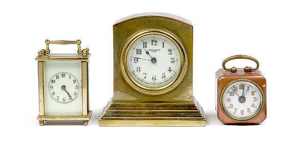 Three Miniature Carriage & Novelty Clocks, — Antique Clocks Price Guide